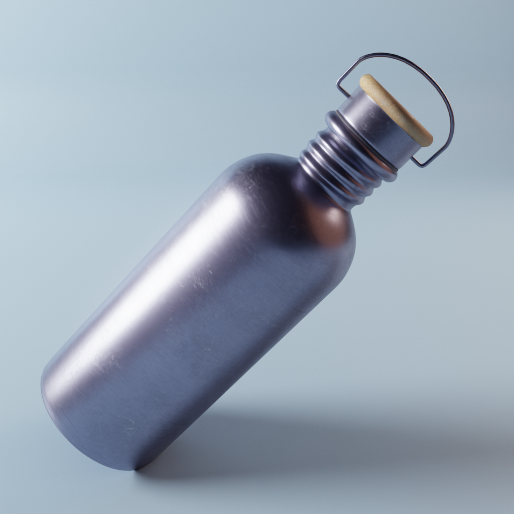 Brushed metal water bottle with handle preview image 1